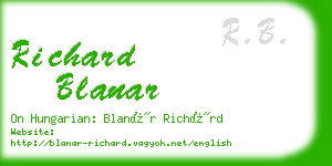 richard blanar business card